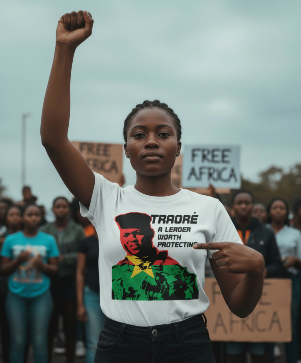 Ibrahim Traore Burkina Faso Flag "A Leader Worth Protecting" Fashion T-shirt
