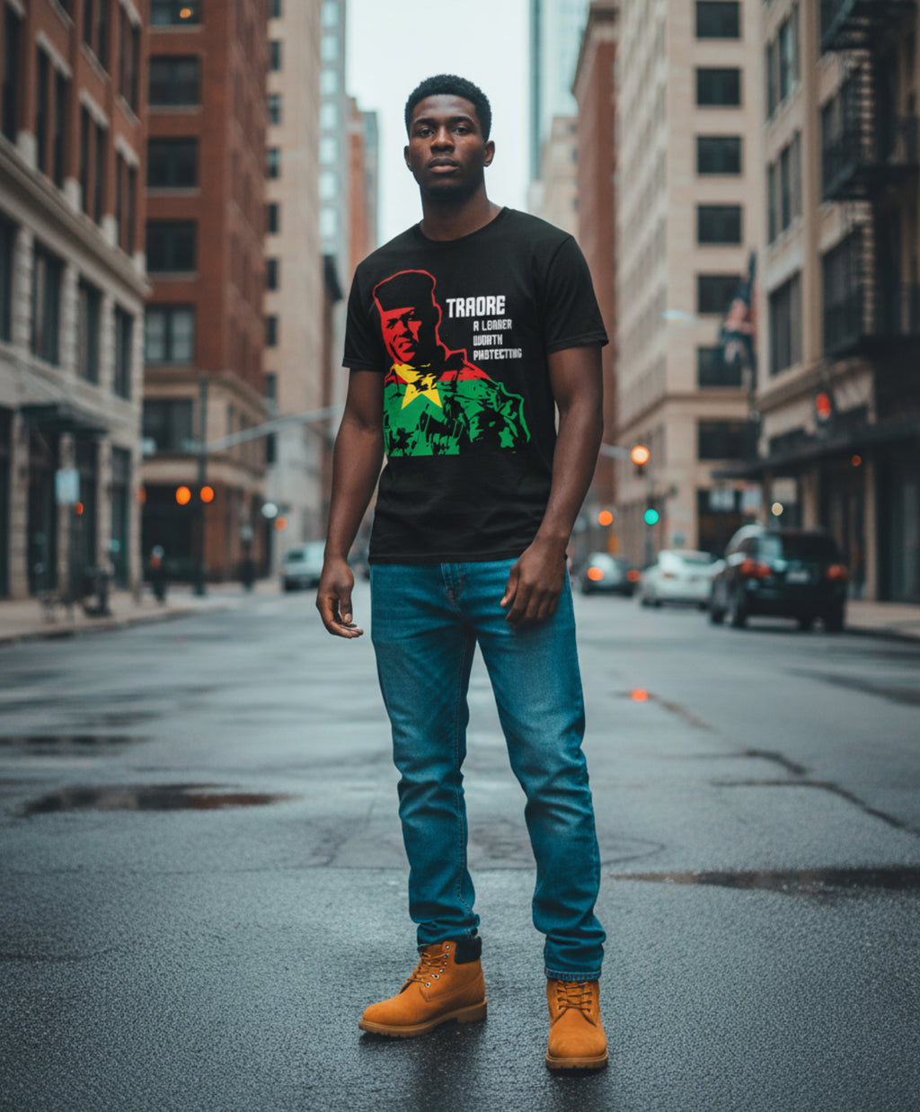Ibrahim Traore Burkina Faso Flag "A Leader Worth Protecting" Fashion T-shirt