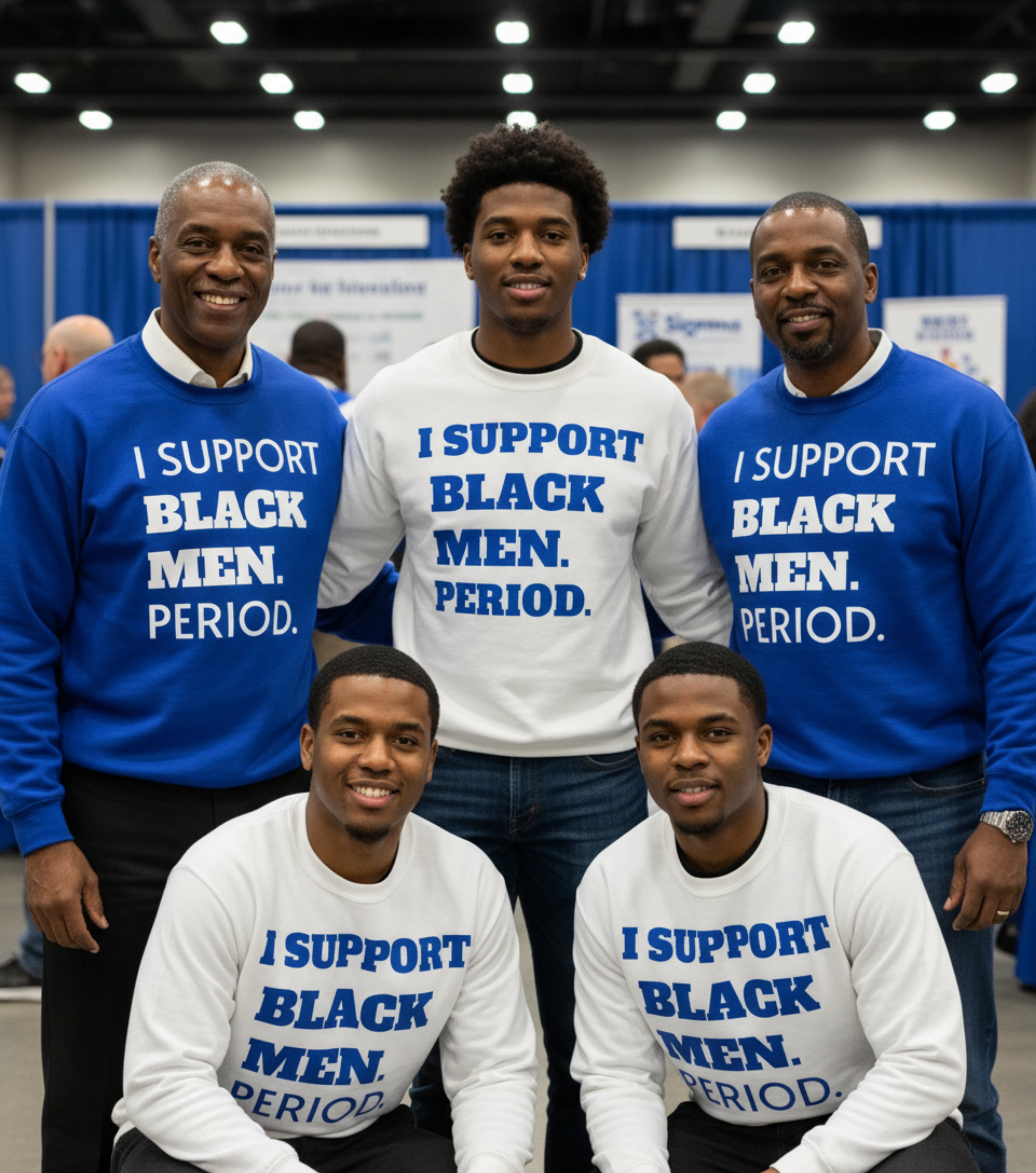 Royal Blue and White- I SUPPORT BLACK MEN PERIOD Sweatshirt.